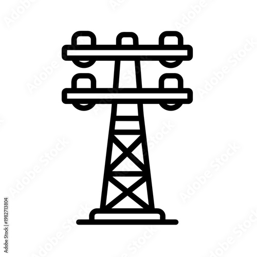 Minimalist power pole electric line vector icon