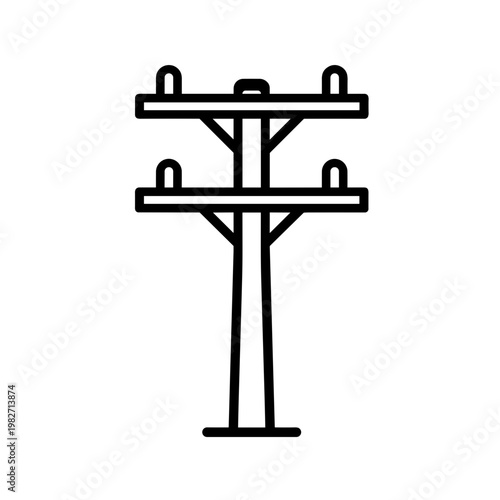 Minimalist power pole electric line vector icon