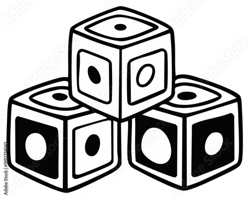 Stacked Dice Outline Illustration Chance Game Luck Gaming Fun Cube Graphic