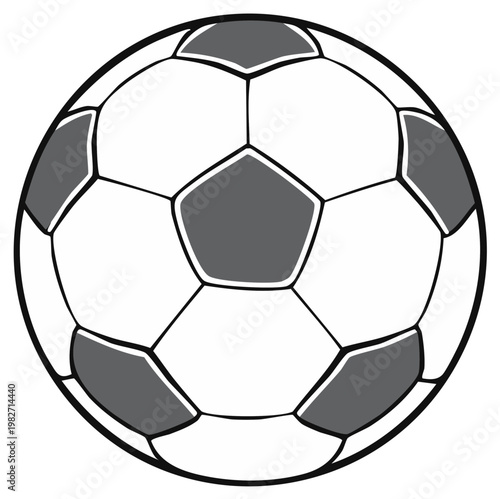 Iconic black and white soccer ball, classic sports equipment, illustration for team games and championship events, vector for competition graphics