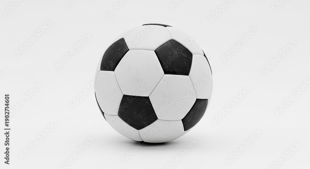 Fototapeta premium Black and white soccer ball isolated on a white background simple graphic