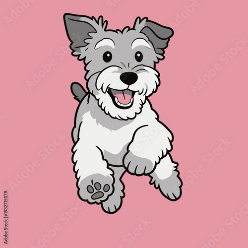 Happy Schnauzer Dog Cartoon Illustration