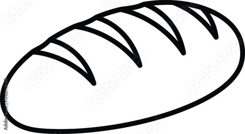 A simple line drawing of a loaf of bread with diagonal cuts on top