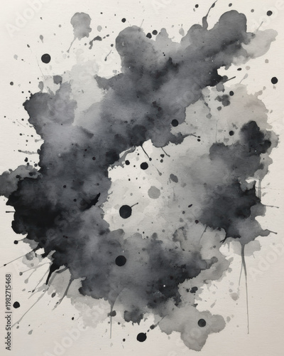 Ink splash watercolor abstract fog mystery creating depth and contrast through texture drift blend and spread across ink on paper