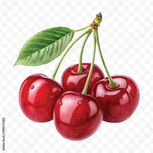 red canberry fruits in different style isolated on transparent background