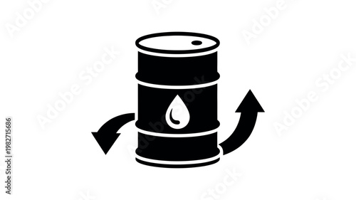 Oil barrel with rising arrow graph representing energy market growth price increase finance and investment concept vector illustration
