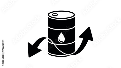 Oil barrel with upward arrow graph symbol showing rising oil prices energy growth financial market increase business concept vector design