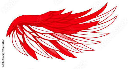 An abstract vector illustration of a red tribal bird shape featuring fire and flame elements for a symbolic tattoo or animal icon design