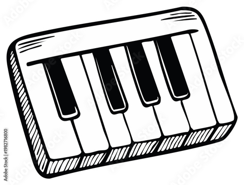Hand drawn illustration of a keyboard musical instrument