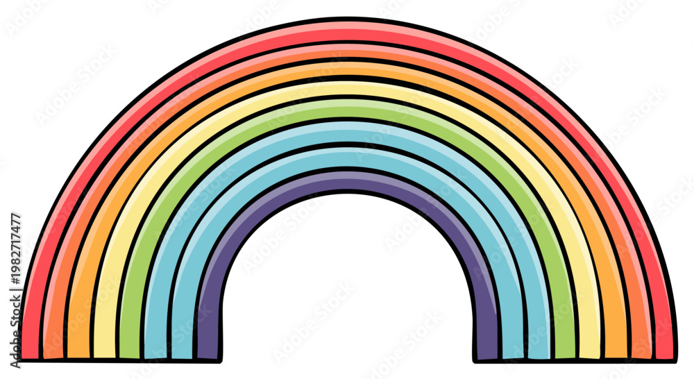 Fototapeta premium Bright Colorful Rainbow Arc Against a White Background
