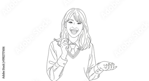 Young Woman Holding Food and Smiling.