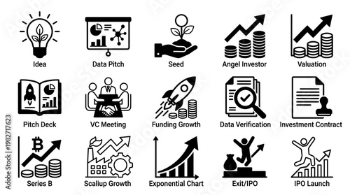 Business Investment Concept Illustration With Growing Plant And Financial Charts