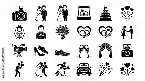 Vector Illustration of Romantic Couple Celebrating Anniversary with Cake and Flowers