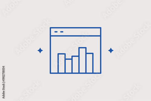 Browser window with a bar chart symbolizes web analytics and data performance tracking. Informative Vector Illustration is ideal for business reporting and marketing dashboards.
