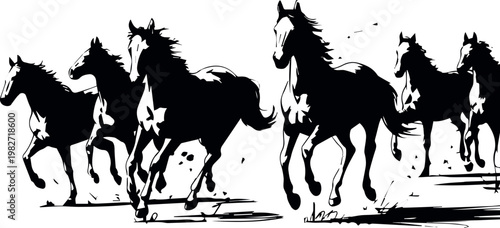 Horse silhouette with splatter and dust under hooves