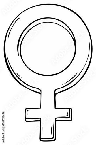 Hand drawn female gender symbol illustration for feminist movement and women's health representation