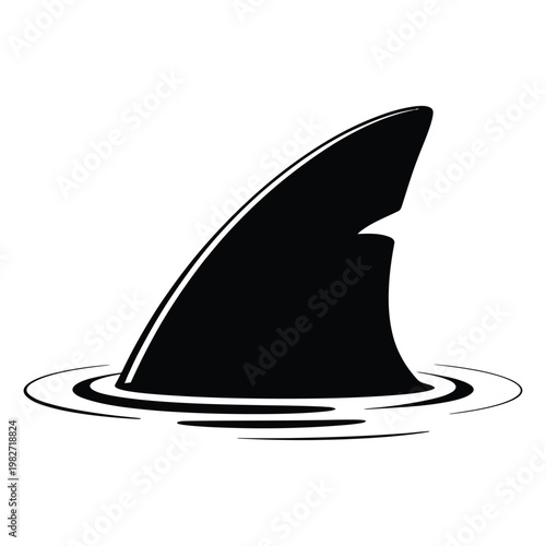 A stylized depiction of a shark fin emerging from the water