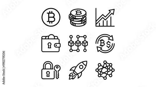 Vector Illustration of Cryptocurrency Blockchain Technology and Finance Data Visualization
