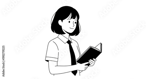 Young student reading a book with concentration.