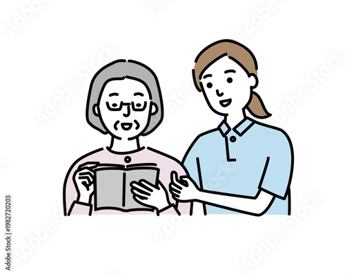 高齢者を介護する女性