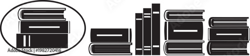 Stacked books icon set minimalist design for education and literature concepts