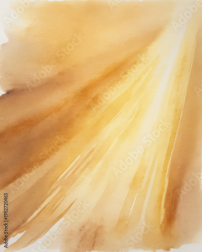 Serenity calmness harmony illumination glow warmth watercolor on canvas with a soft golden beam sweeping across a warm gradient and diffuse light