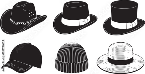 Beanie and sun hat with ribbing and brim lines