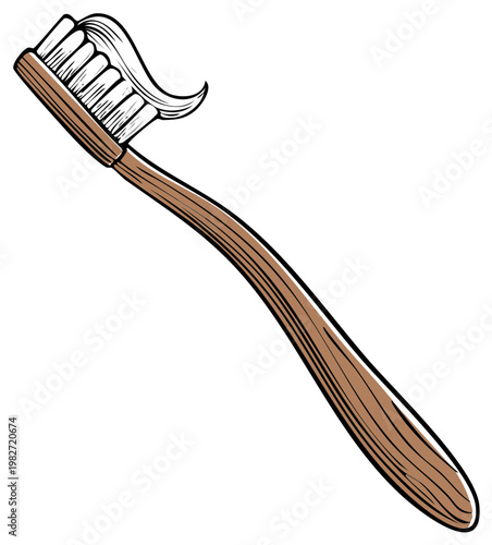 Cartoon toothbrush with toothpaste for dental care illustration.