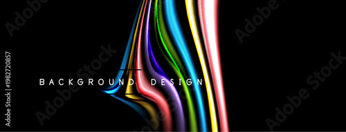 Abstract colorful ribbons flow upwards. Dynamic composition creates modern visual impact. Black background emphasizes vibrant hues.