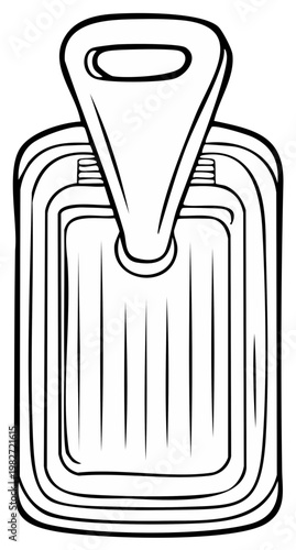 Black and white graphic illustration of rectangular canned food with pull tab
