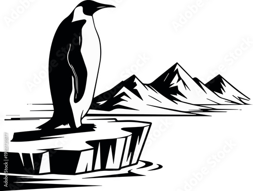 Penguin on iceberg Antarctica conservation concept