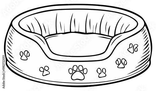 Hand-Drawn Pet Bed with Paw Prints: Comfortable and Cozy Resting Place for Dogs and Cats