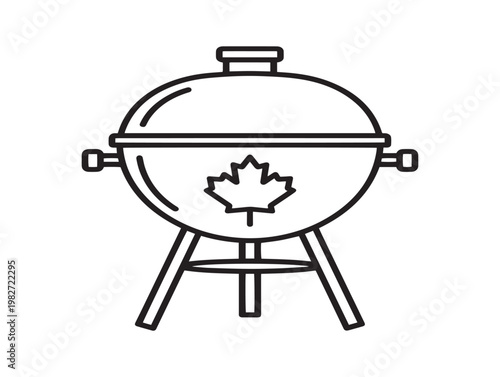 Simple line drawing of a charcoal grill for outdoor cooking and summer barbecues