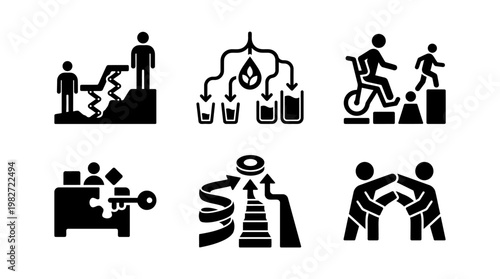 Team Building and Leadership Concepts Illustration in Minimalist Style