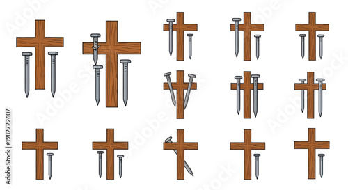 Christian Crosses with Nails - Religious Symbols of Sacrifice and Faith