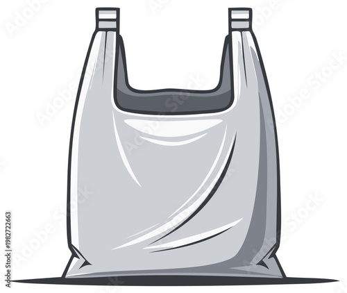 Single Gray Plastic Shopping Bag With Handles