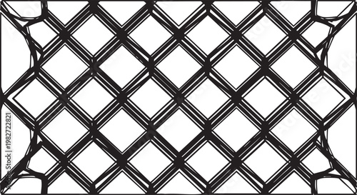 Intricate diamond pattern formed by intersecting black lines on white