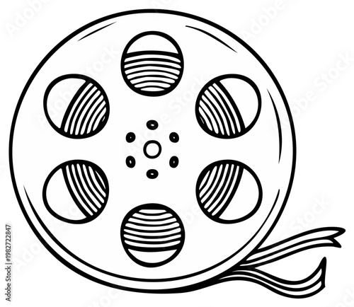 Vintage Film Reel Illustration for Cinema History and Motion Picture Art, Retro Movie Making Concept