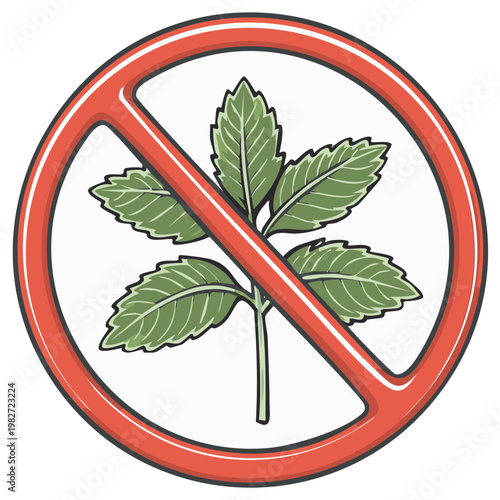 Allergen Plant Symbol No Plants Allowed Restriction Graphic Sign Prohibited Herbs Warning