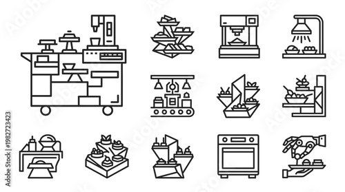 Vector Icon Set of Warehouse and Storage Equipment in Modern Flat Illustration Style