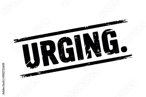A black stamp with the word URGING on a white background