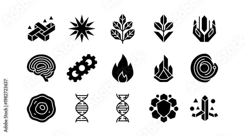 Collection of Modern Vector Icons Representing Technology Science Nature and Industry