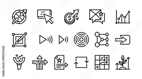 Set of Modern Icons for Business, Technology and Communication in Flat Design Style