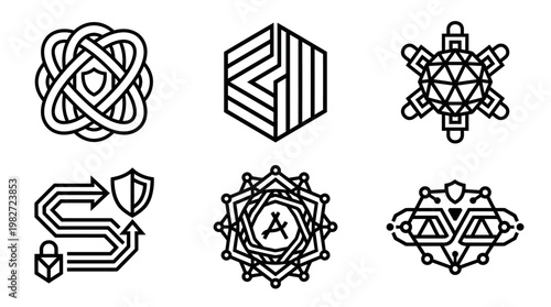 Icons Set Of Abstract Geometric Symbols With Modern Style For Digital Design