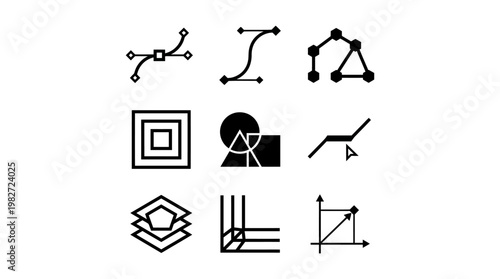 Vector Icon Set of Geometric Data Visualization Elements for Analytics and Infographics