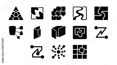 Colorful Puzzle Piece Icons Set for Creative Game and Brain Teaser Designs