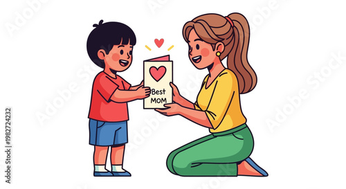 Young Boy Gives Mother 'Best Mum' Card