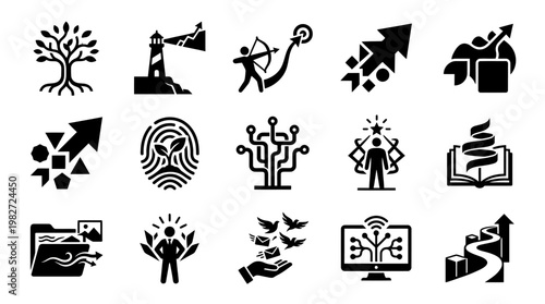 Set of Nature and Environmental Icons in Modern Flat Design Style