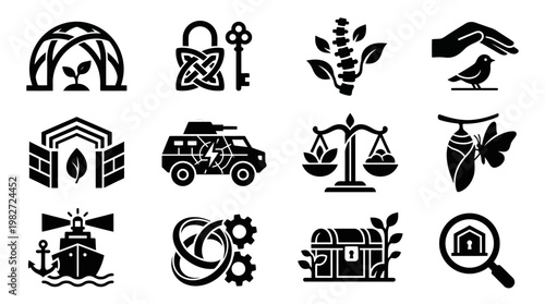 Icons Set of Environmental and Sustainability Themes for Eco Conscious Projects