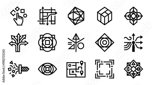 Vector Icon Set of Modern Line Art Symbols and Graphic Icons for Digital Design